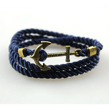 Anchor Charm Leather Bracelet