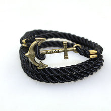 Anchor Charm Leather Bracelet